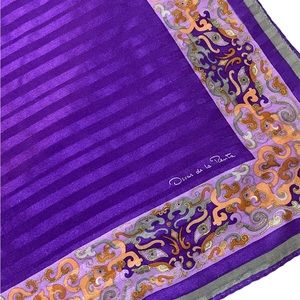 Vintage Oscar de la Renta Purple and Orange Square Silk Scarf